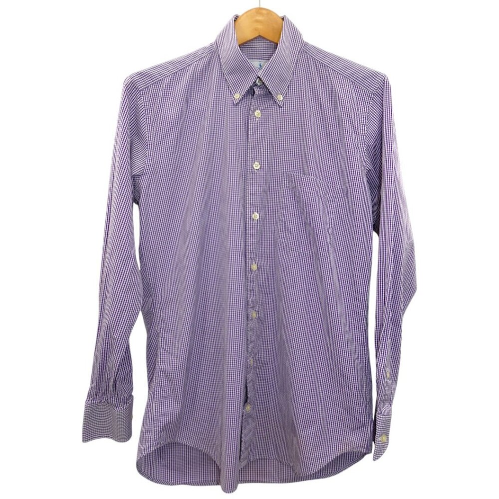 Bird Dog Bay Egyptian Cotton Purple Gingham Button Down Mens Size M Preppy